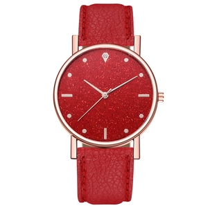 Orologio donna elegante al quarzo con quadrante cielo stellato rosso e cinturino