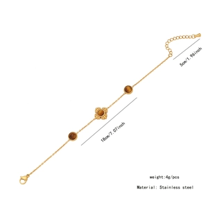 Detailed dimension guide for the golden tiger stone bracelet in stainless steel