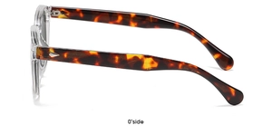 Vue détaillée des lunettes de soleil transparentes avec branches en écaille de tortue