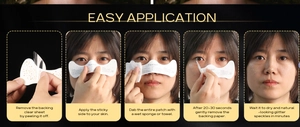 Five-step guide showing easy application process for glitter freckle tattoo stickers