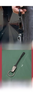 Detailed dimensions of the black titanium car keychain with silicone strap and ring