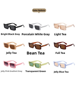 Grid view showing nine colors of vintage square sunglasses with diverse lens tints