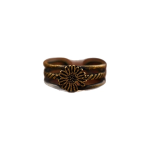 Vintage bronze sunflower open ring with antique finish and boho daisy flower design