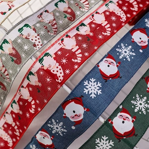 Rubans de Noël festifs avec motifs Père Noël et lutin pour décoration de sapin