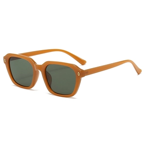 Lunettes de soleil carrées rétro avec monture jaune moutarde et verres foncés