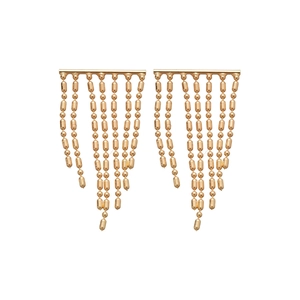 Elegant gold fringe tassel earrings with cascading metallic beads in a polished finish