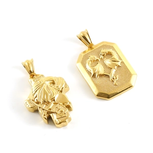 Gold stainless steel Desert Eagle head and double dragon relief pendants for men