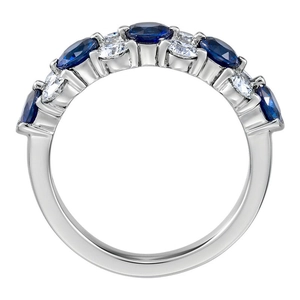 Lava Klein blue and crystal semi-row ring in silver-tone metal for couples
