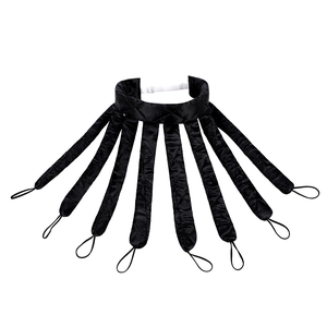 Black heatless hair curler with eight satin silk rollers and adjustable headband strap