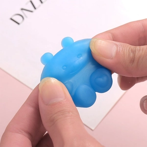 Squeezable blue jelly cat paw stress relief toy made of soft TPR material