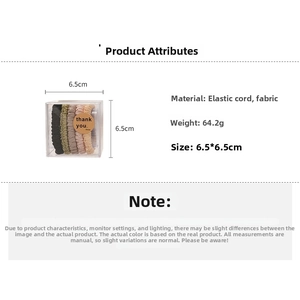 Detail view of 5-piece hair scrunchie set in transparent gift box with thank you sticker