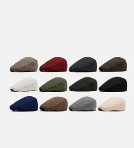 Detailed grid display showing 12 classic tweed flat caps in various vintage color options