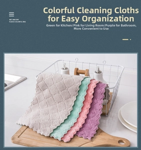 Macro detail of microfiber dishcloths with diamond pattern and wavy edges for kitchen use