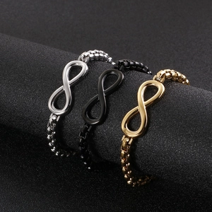 Herren Unendlichkeitssymbol Armband Edelstahl Boxkette Schmuck Einzigartiger Hip Hop Stil 18K Vergoldet