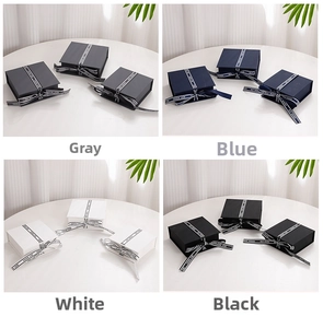 Chic magnetic flip jewelry boxes in four colors with decorative Best Wishes ribbons