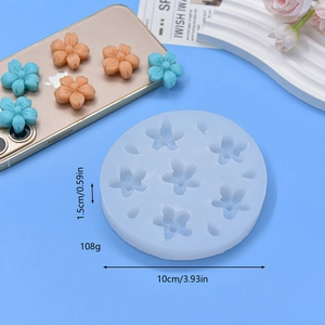 3.93-inch light blue cherry blossom silicone mold for DIY cake decorating and crafts