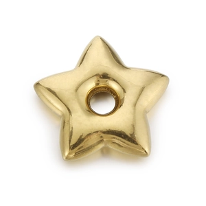 Golden star-shaped stainless steel bead with central hole for DIY jewelry making