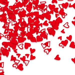 Red heart-shaped confetti mix with solid and hollow cutouts for wedding party decor