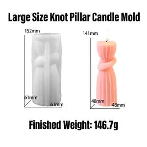 3D large knotted column silicone mold for making handmade scented candles and home decor