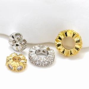 Copper micro-pave zircon 18k gold plated DIY jewelry beads in gold and silver finish