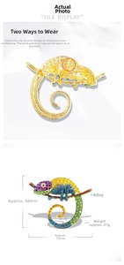 Detail view of chameleon brooch dimensions and dual-use back pin pendant structure