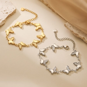 Elegant 18K gold and silver plated butterfly chain bracelets with S925 engraved tags