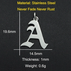 Gepolijste roestvrijstalen letter A hanger voor DIY sieraden maken maat 19,6x14,5mm