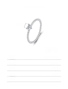 Detail of S925 silver ring featuring 0.10Ct heart-shaped stone and bead texture band