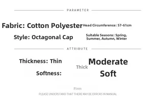 Size chart showing 57-61cm head circumference for herringbone newsboy cap