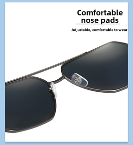 Detail of adjustable silicone nose pads on classic double-bridge pilot sunglasses