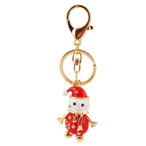 Porte-clés bonhomme de neige de Noël étincelant avec cristaux colorés et perles