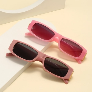 Rectangle sunglasses for women and men in bright and dark pink with wide temples