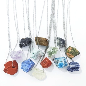 Natural Raw Stone Pendant Necklace Irregular Crystal Quartz Amethyst Rose Quartz Rough Mineral Gemstone Jewelry For Women