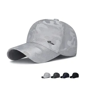 Men Camouflage Baseball Cap Breathable Mesh Sun Protection Outdoor Sports Tactical Hat Polyester Metal Logo Adjustable