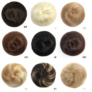 Various colors of drawstring ponytail extension buns in 9 synthetic hair shades