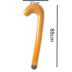 Inflatable orange candy cane Christmas party prop showing 88cm height and 27cm width size detail