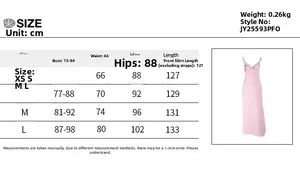 Size chart for the deep V-neck backless bodycon dress with bust and length measurements