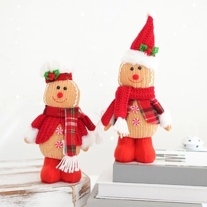 Gingerbread man plush dolls in two sizes for festive Christmas home decor ornaments