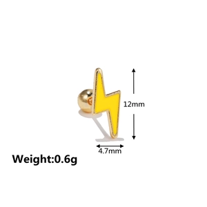 Detailed size specifications for lightning bolt screw-back stud earring in 12mm height