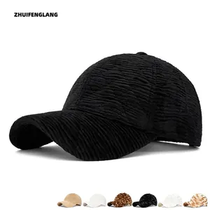 Corduroy baseball cap for women with textured fabric and multiple color options