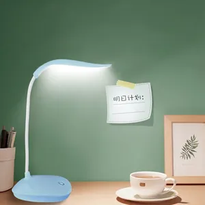 Blue LED desk lamp with flexible gooseneck and eye-care light for study and office