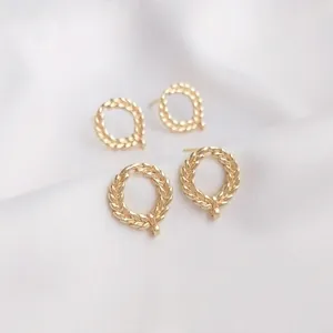 Detailed view of 14K gold-filled wheat wreath stud earrings for DIY jewelry making