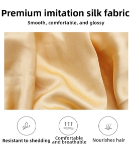Detail of smooth champagne imitation silk fabric with breathable and hair care features