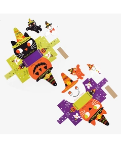 Boîtes cadeaux d'Halloween en papier avec motifs de citrouille, chat et fantôme DIY