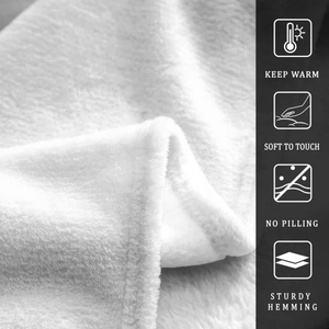 Detailed view of soft flannel fleece fabric with sturdy hemming and keep warm texture