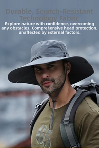 Sombrero para el sol en gris oscuro con ala ancha y cordón ajustable para exterior