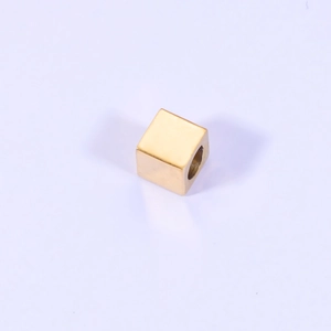 Polished 4mm golden stainless steel cube spacer bead for DIY jewelry making with small hole