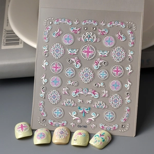 5D Relief Nail Stickers Mandala Bohemian Flower Self Adhesive Decals DIY Manicure Art Decoration For Women