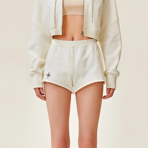 Short De Sport En Tricot De Coton Pour Femme Taille Haute Coupe Ajustée Ceinture Élastique Respirant Mini Décontracté Yoga Gym Short