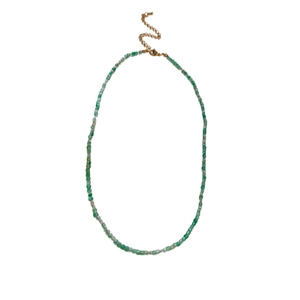 Minimalist green bead necklace with adjustable gold-tone clasp and lobster hook